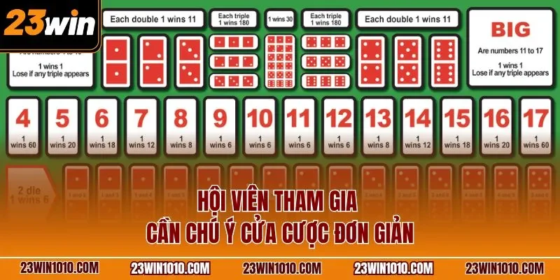 Hội viên tham gia Sicbo tài phú MD5 23WIN cần chú ý cửa cược đơn giản